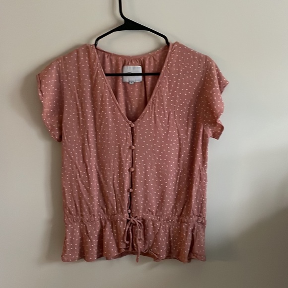 Rails Bretton peplum Blouse Rosewood Mini Hearts blush pink small cottage core - Picture 4 of 6